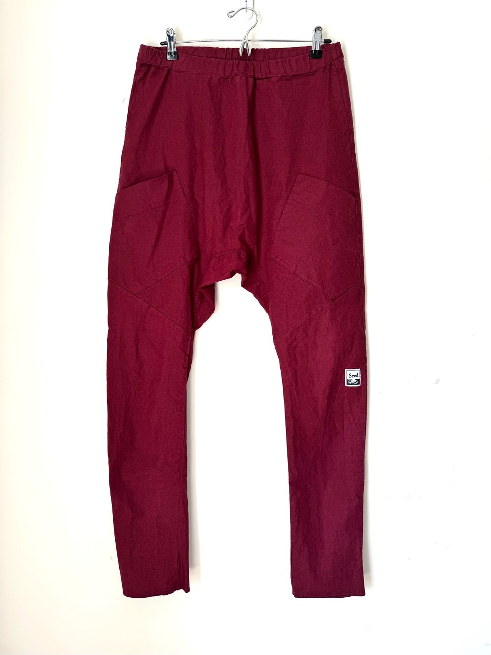 Seed Antidote pants burgundy organic hemp cotton sz XL Unisex